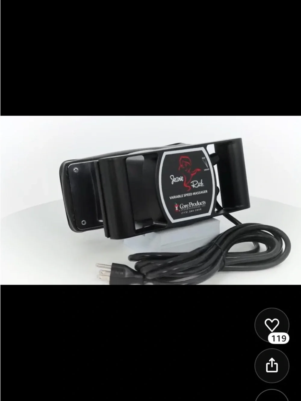 Jeanie Rub Variable Speed Massager - Black - Picture 11 of 12